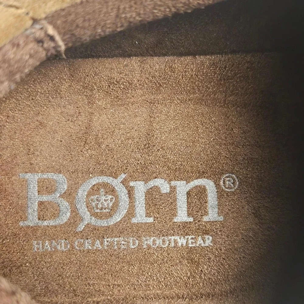 Born Nigel 3 eye saddle tan suede leather lace-up Oxford shoes, 8M